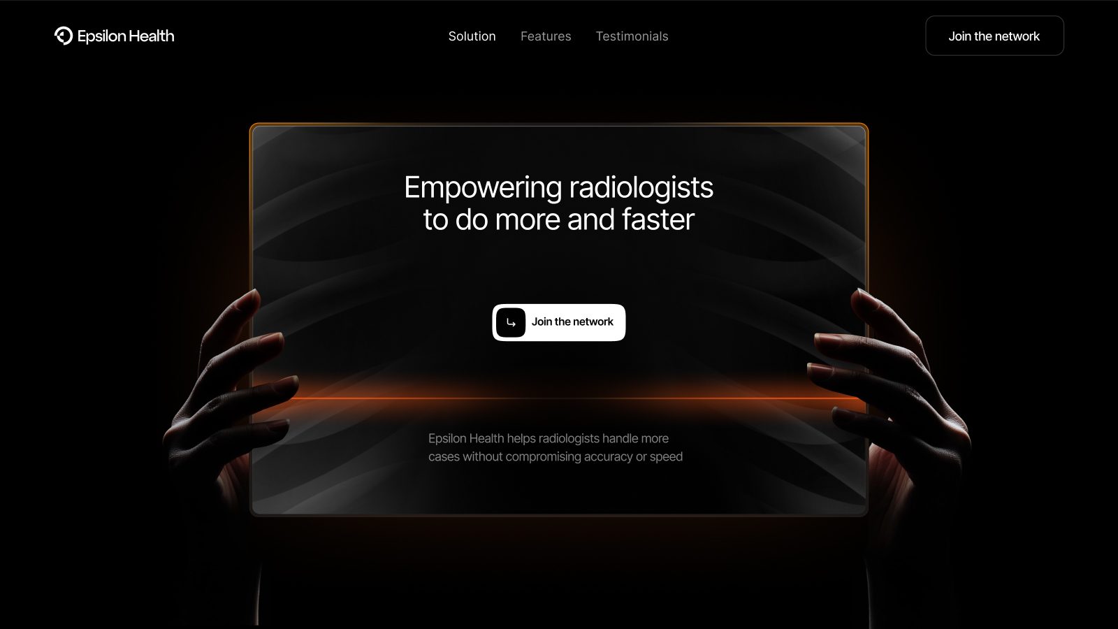 Epsilon Health website, screen 1